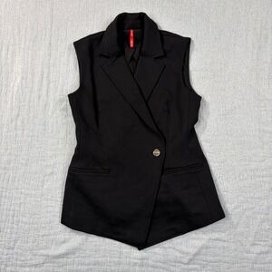 Spanx Perfect Blazer Vest Black Double Breasted Ponte Sleeveless 20590R Small